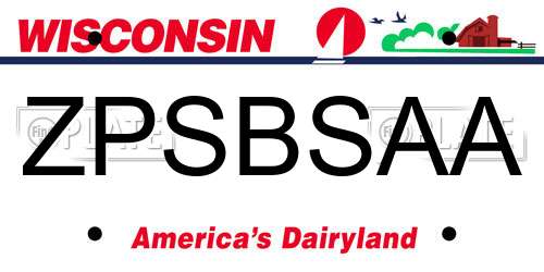 ZPSBSAA Wisconsin License Plate