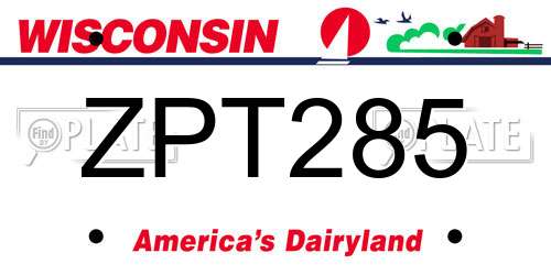 ZPT285 Wisconsin License Plate