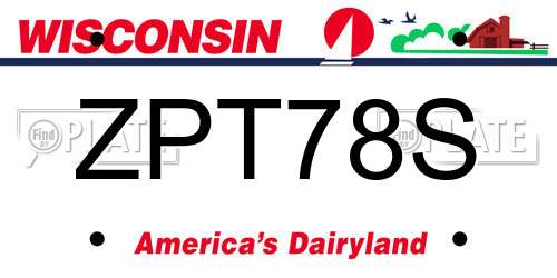 ZPT78S Wisconsin License Plate