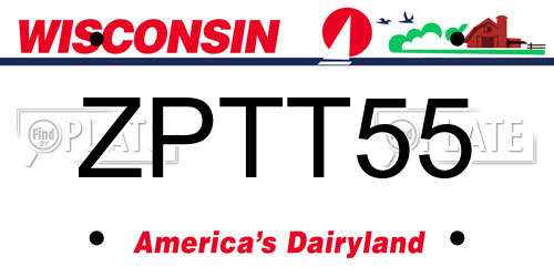 ZPTT55 Wisconsin License Plate