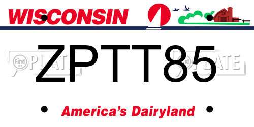 ZPTT85 Wisconsin License Plate