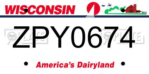 ZPY0674 Wisconsin License Plate