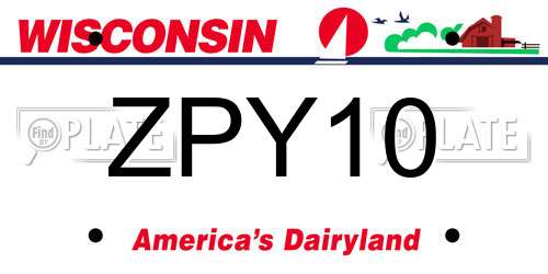 ZPY10 Wisconsin License Plate