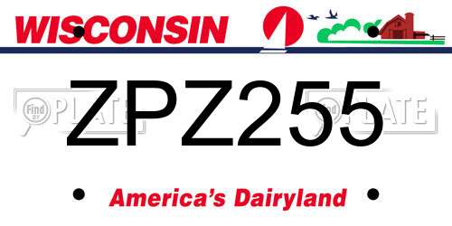 ZPZ255 Wisconsin License Plate