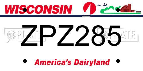 ZPZ285 Wisconsin License Plate
