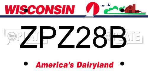 ZPZ28B Wisconsin License Plate
