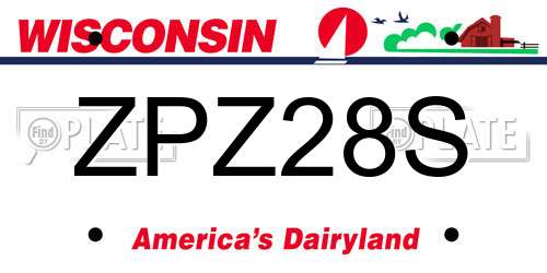 ZPZ28S Wisconsin License Plate