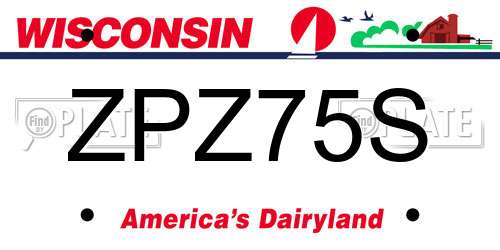 ZPZ75S Wisconsin License Plate