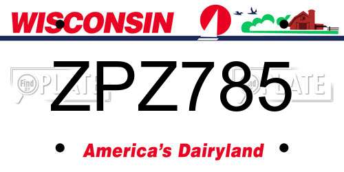 ZPZ785 Wisconsin License Plate