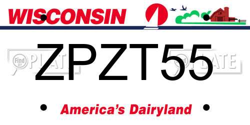 ZPZT55 Wisconsin License Plate