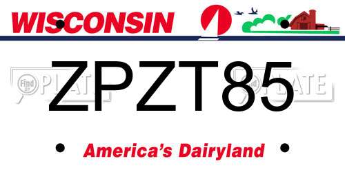 ZPZT85 Wisconsin License Plate
