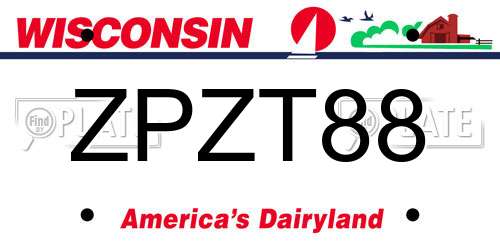 ZPZT88 Wisconsin License Plate