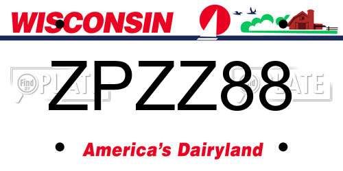 ZPZZ88 Wisconsin License Plate