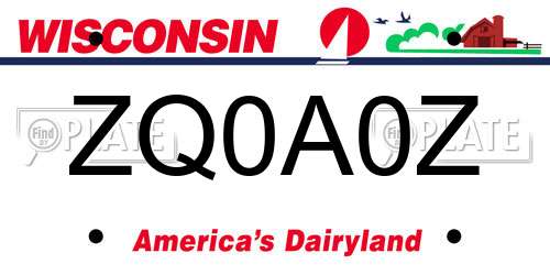 ZQ0A0Z Wisconsin License Plate