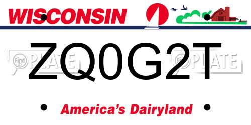 ZQ0G2T Wisconsin License Plate