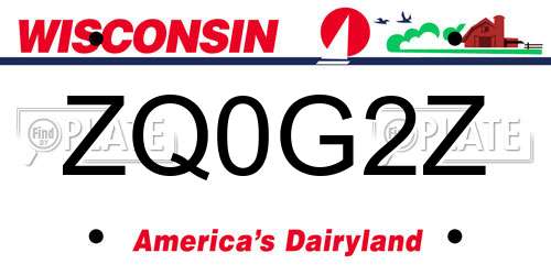 ZQ0G2Z Wisconsin License Plate