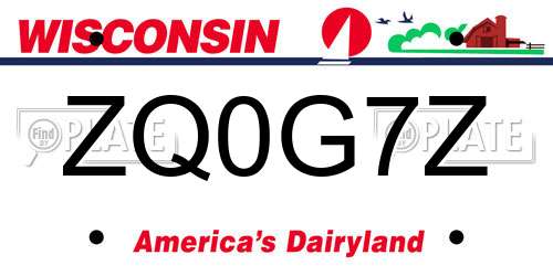 ZQ0G7Z Wisconsin License Plate