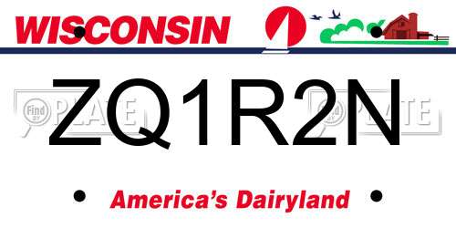 ZQ1R2N Wisconsin License Plate