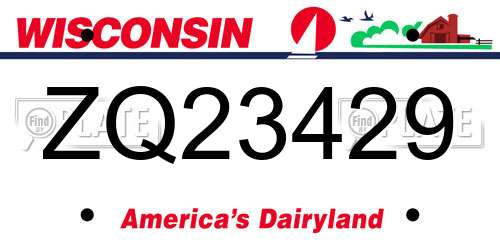 ZQ23429 Wisconsin License Plate