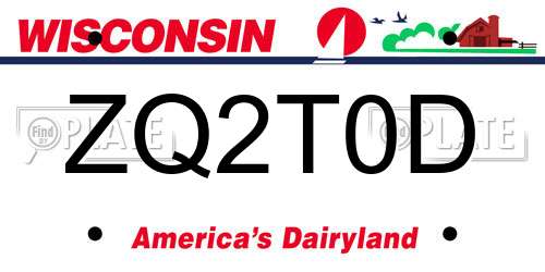 ZQ2T0D Wisconsin License Plate