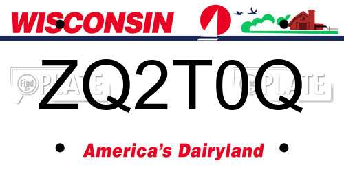 ZQ2T0Q Wisconsin License Plate