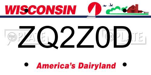 ZQ2Z0D Wisconsin License Plate