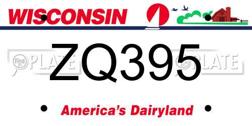 ZQ395 Wisconsin License Plate