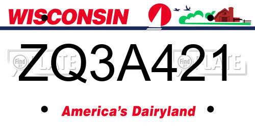 ZQ3A421 Wisconsin License Plate