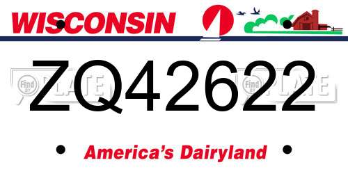 ZQ42622 Wisconsin License Plate
