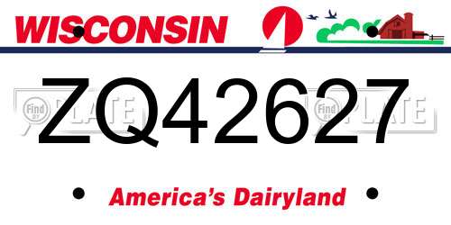 ZQ42627 Wisconsin License Plate