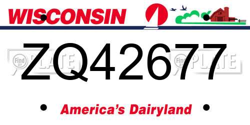 ZQ42677 Wisconsin License Plate