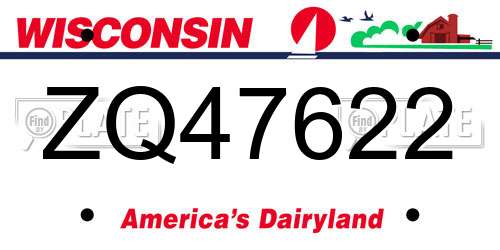 ZQ47622 Wisconsin License Plate
