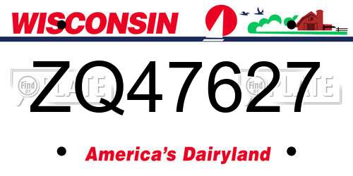 ZQ47627 Wisconsin License Plate