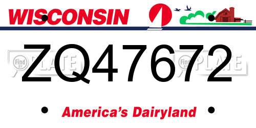 ZQ47672 Wisconsin License Plate