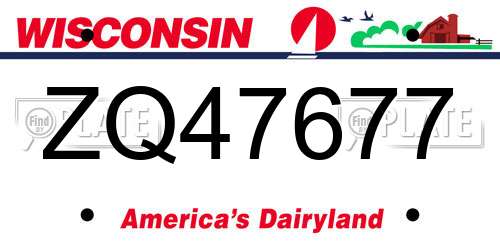 ZQ47677 Wisconsin License Plate