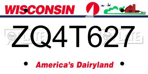 ZQ4T627 Wisconsin License Plate