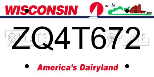 ZQ4T672 Wisconsin License Plate
