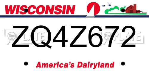 ZQ4Z672 Wisconsin License Plate