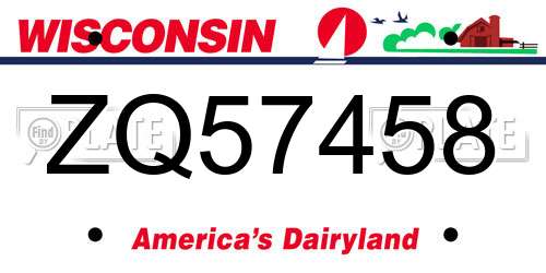 ZQ57458 Wisconsin License Plate