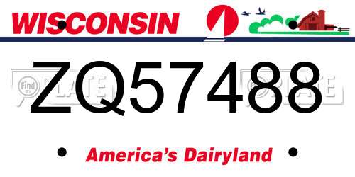 ZQ57488 Wisconsin License Plate