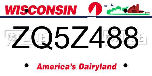 ZQ5Z488 Wisconsin License Plate