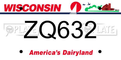 ZQ632 Wisconsin License Plate