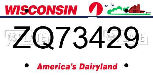 ZQ73429 Wisconsin License Plate