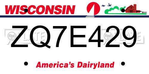 ZQ7E429 Wisconsin License Plate