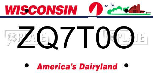 ZQ7T0O Wisconsin License Plate