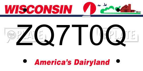 ZQ7T0Q Wisconsin License Plate