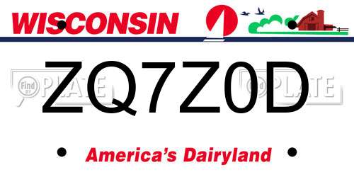 ZQ7Z0D Wisconsin License Plate