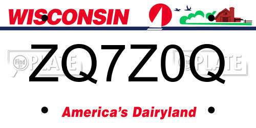 ZQ7Z0Q Wisconsin License Plate