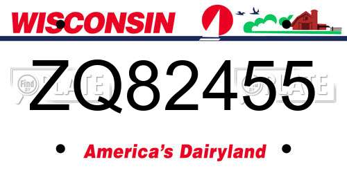 ZQ82455 Wisconsin License Plate