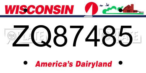 ZQ87485 Wisconsin License Plate